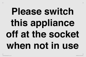 Please switch this appliance off at the socket when not in use